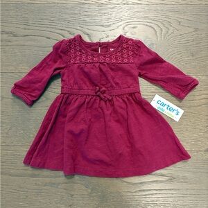Carters baby girl burgundy spring dress sz 6M NWT retail